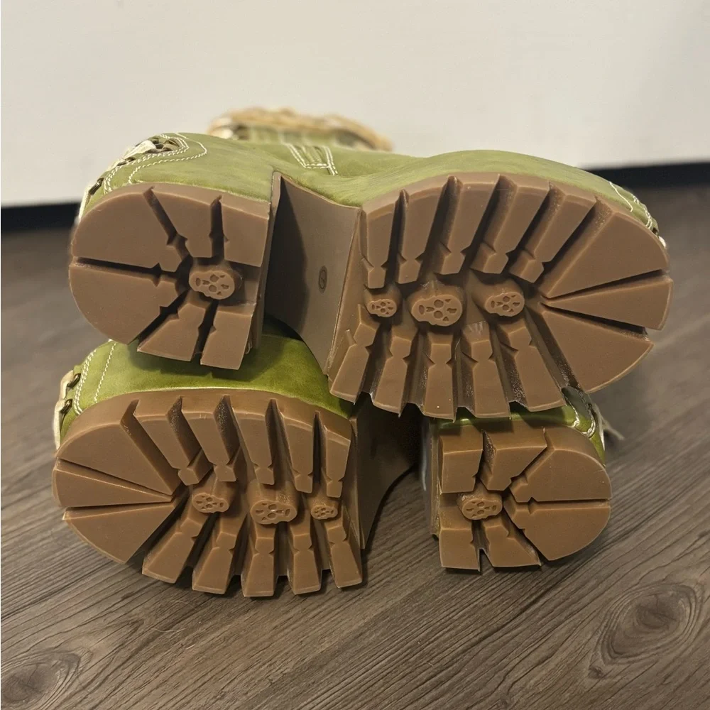 NWOB Dolls Kill / Club Exx Green Woodland Lucid Dream Corset Boots - Picture 7 of 8